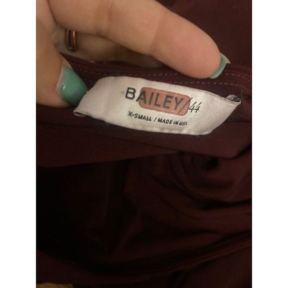 Bailey 44 Anthropologie womens Chic Burgundy Long Sleeve Ruched Bodycon Dress xs - Picture 8 of 9